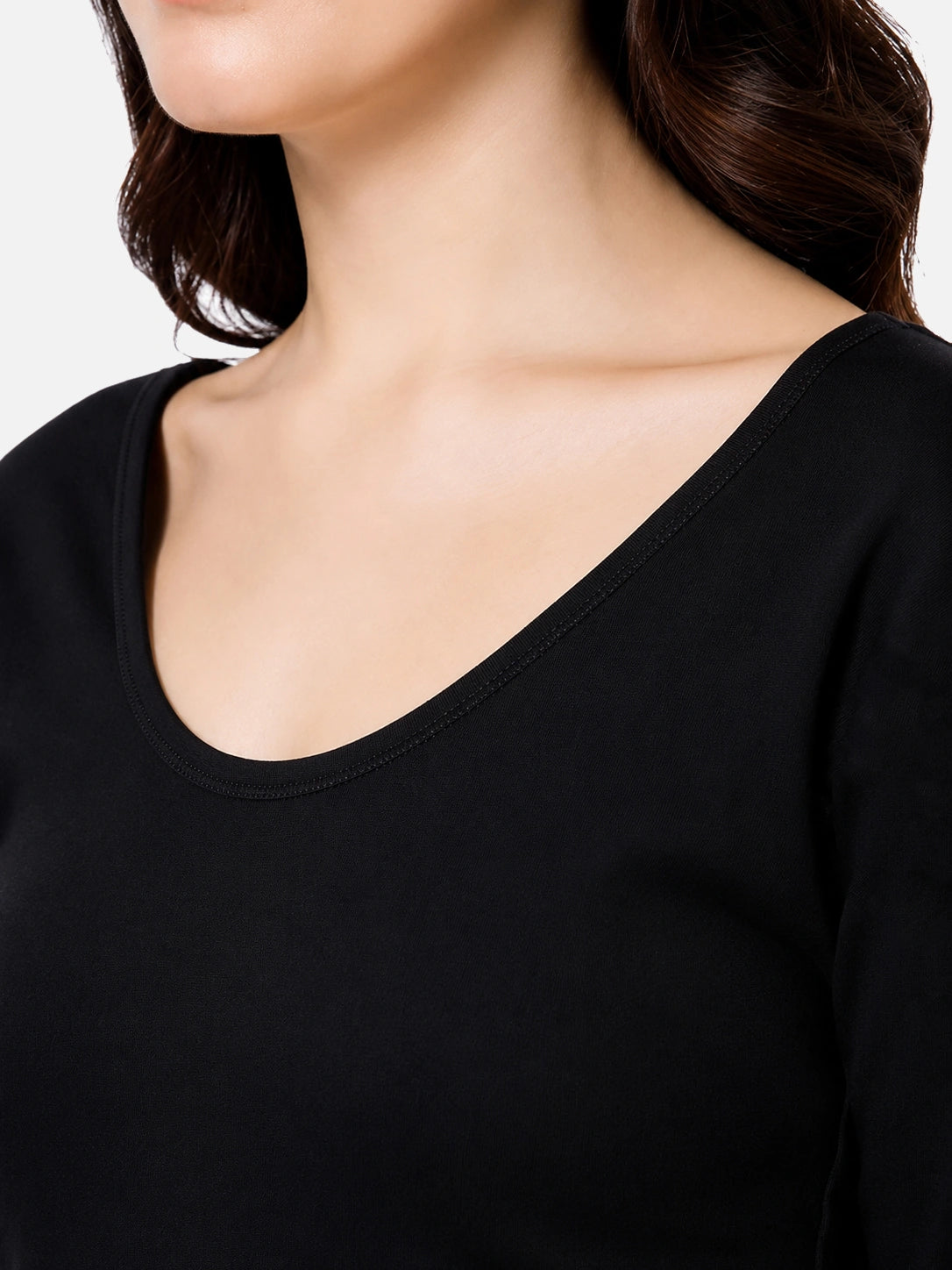 Women Thermal Top with Fur Fleece Inside and Three Quarter Sleeves, High Warmth Winter Innerwear - Pack of 1