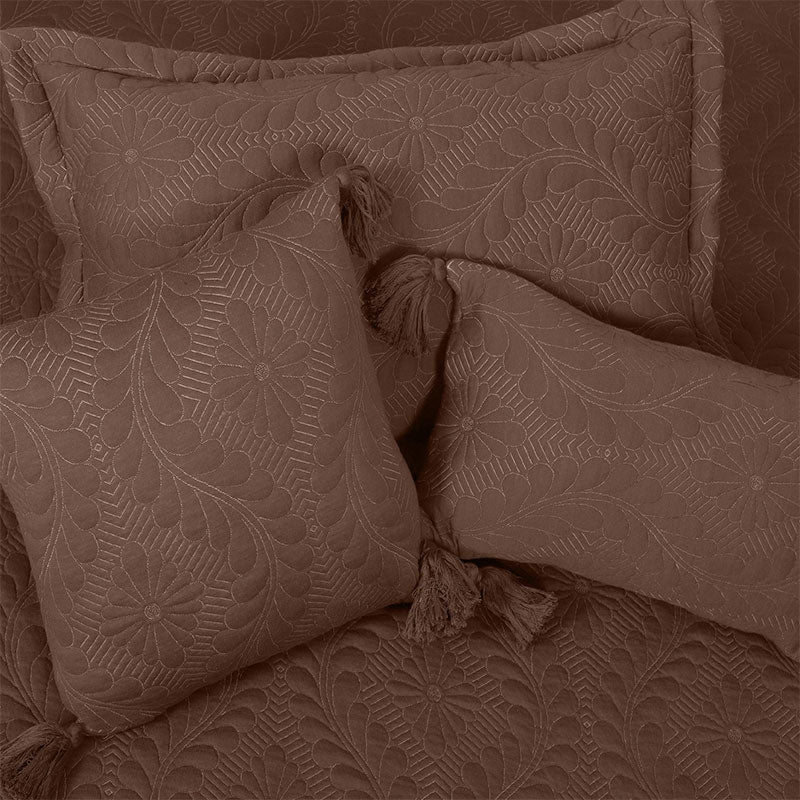 BodyComfy 100% Cotton Hosiery King-Size Fitted Bedcover – Floral Embossed Pattern