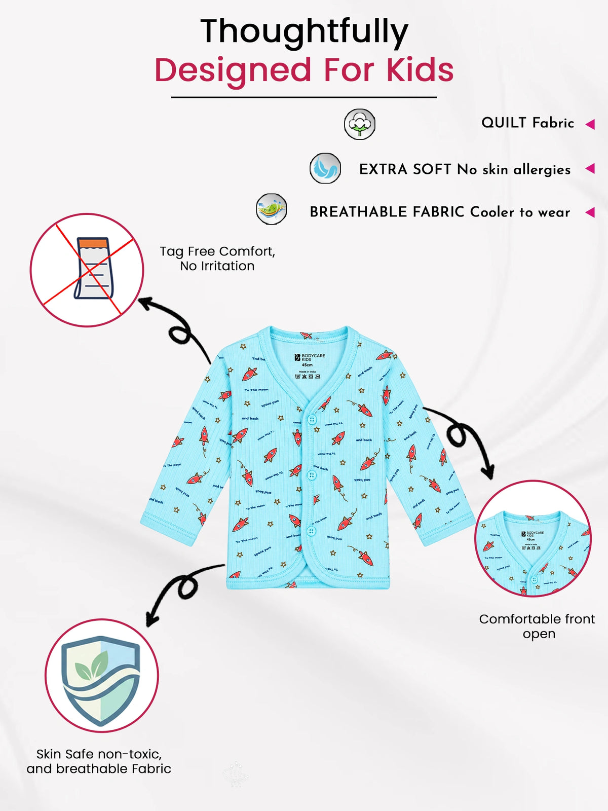 Unisex Baby Thermal Front Open Full Sleeve Top for Winter Wear, Warm Layering and Easy Dressing - Pack of 3