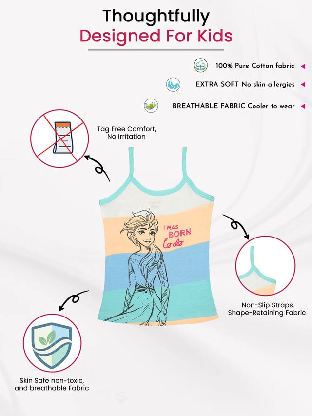 Girls Frozen 100% Cotton Vest Dori Neck Pack of 3 - Bodycare