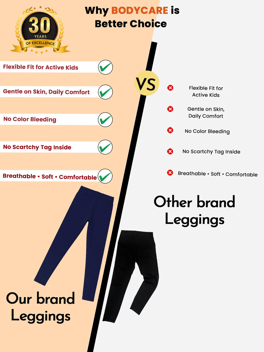 Girls Cotton Spandex Leggings Slim Fit Pack of 1