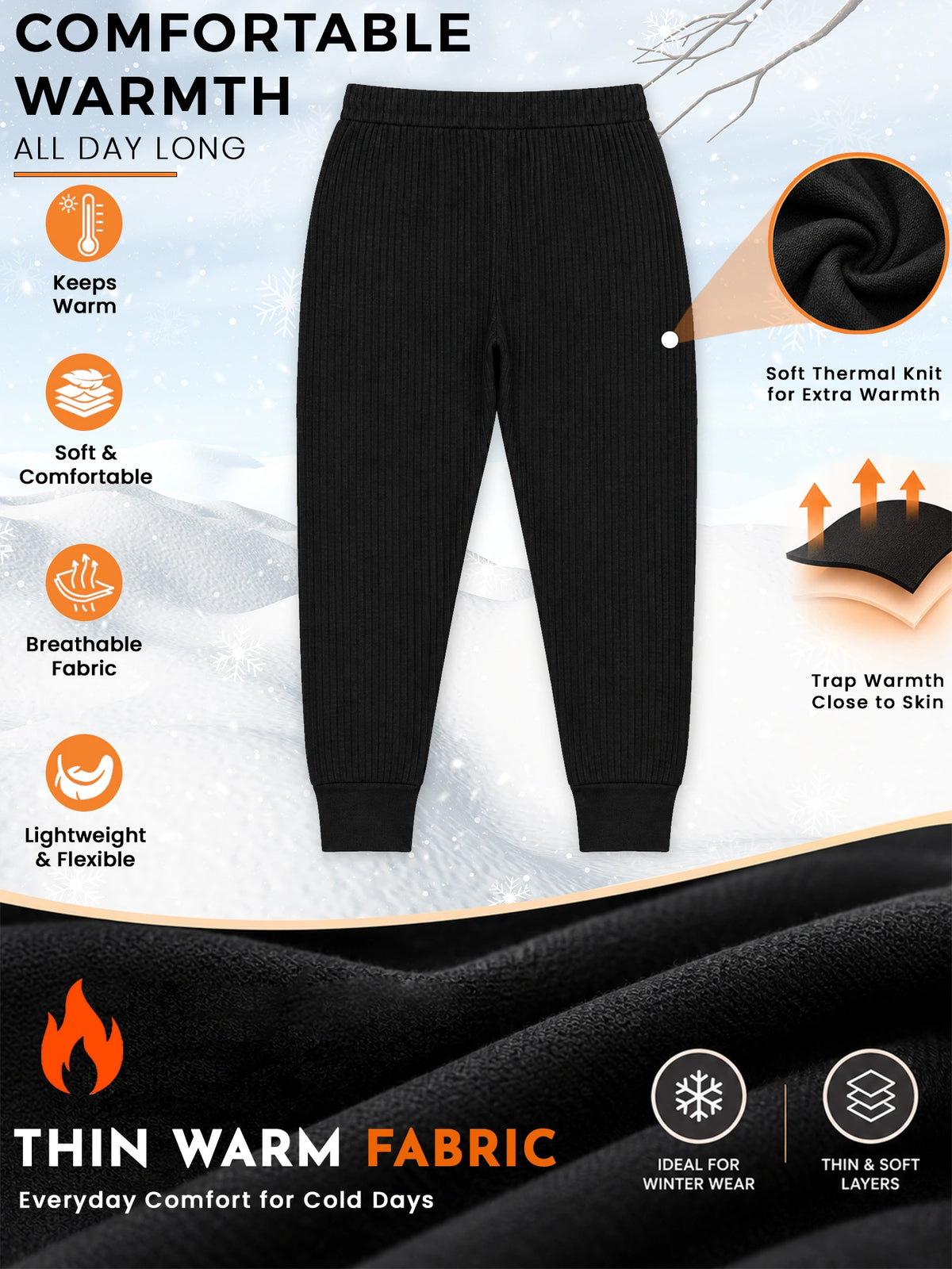 Unisex Baby Thermal Bottom for Winter Wear, Warm Innerwear Comfort and Cold-Weather Essentials - Pack of 1