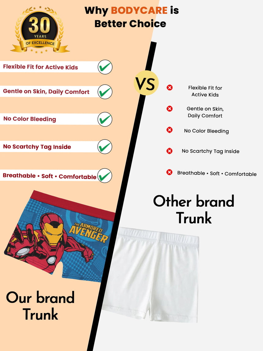 Boys Avengers Cotton Spandex Trunk Top Elastic Pack of 4 - Bodycare