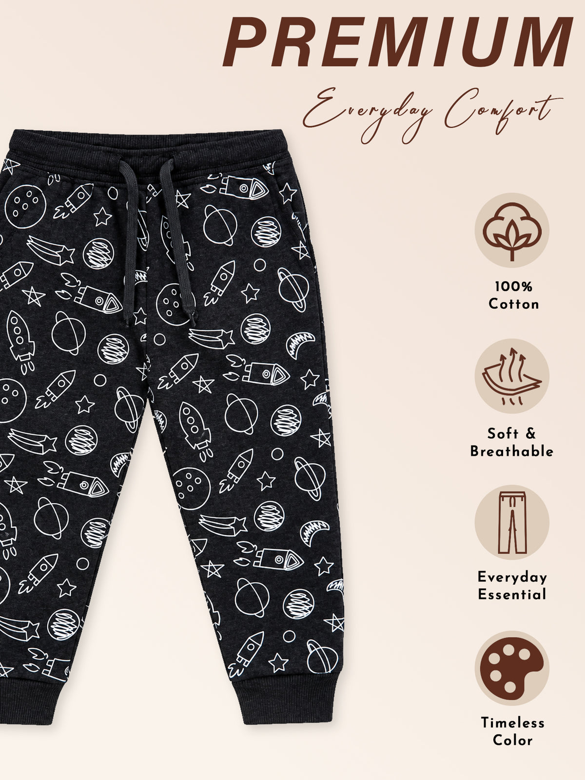 Baby Boys Printed Track Pant for Comfortable Casual Dressing, Lounge Wear and Easy Everyday Movement - Pack of 1