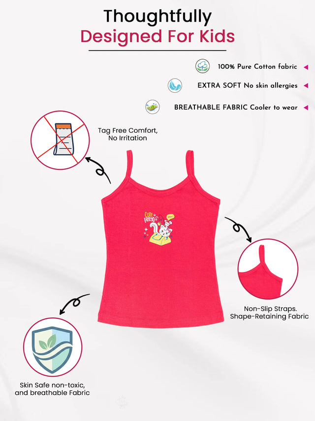 Girls Cotton Vest Round Neck Dori Neck Pack of 3 - Bodycare