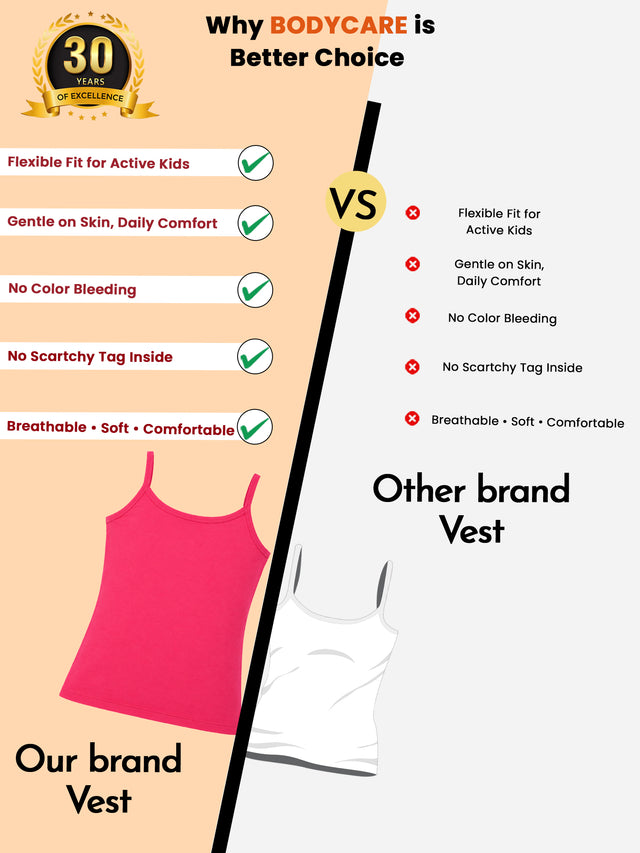 Girls Cotton Camisole Sleeveless Camisole for Everyday Innerwear Comfort and Easy Layering - Pack of 2