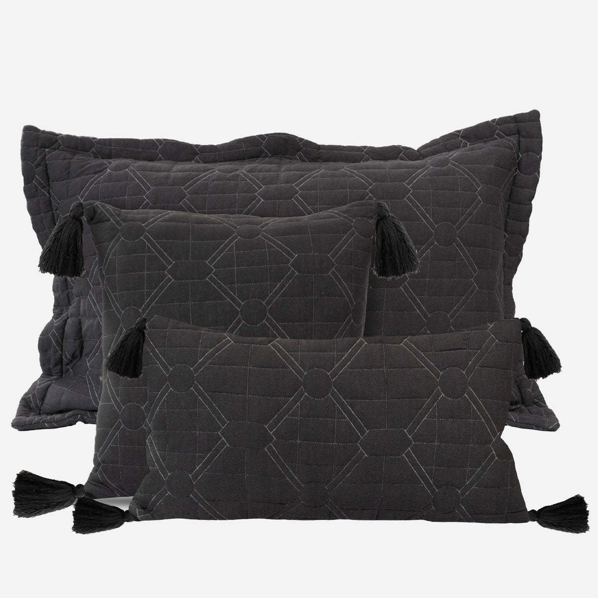 King Size Jersey Bedcover Grey Diamond Quilted - Bodycare