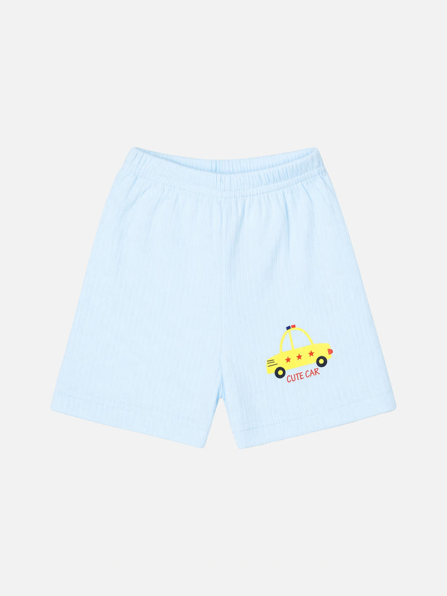 Baby Cotton Rich Front Open Half Sleeves Rib Short Suit for Everyday Comfort, Easy Dressing and Regular Wear