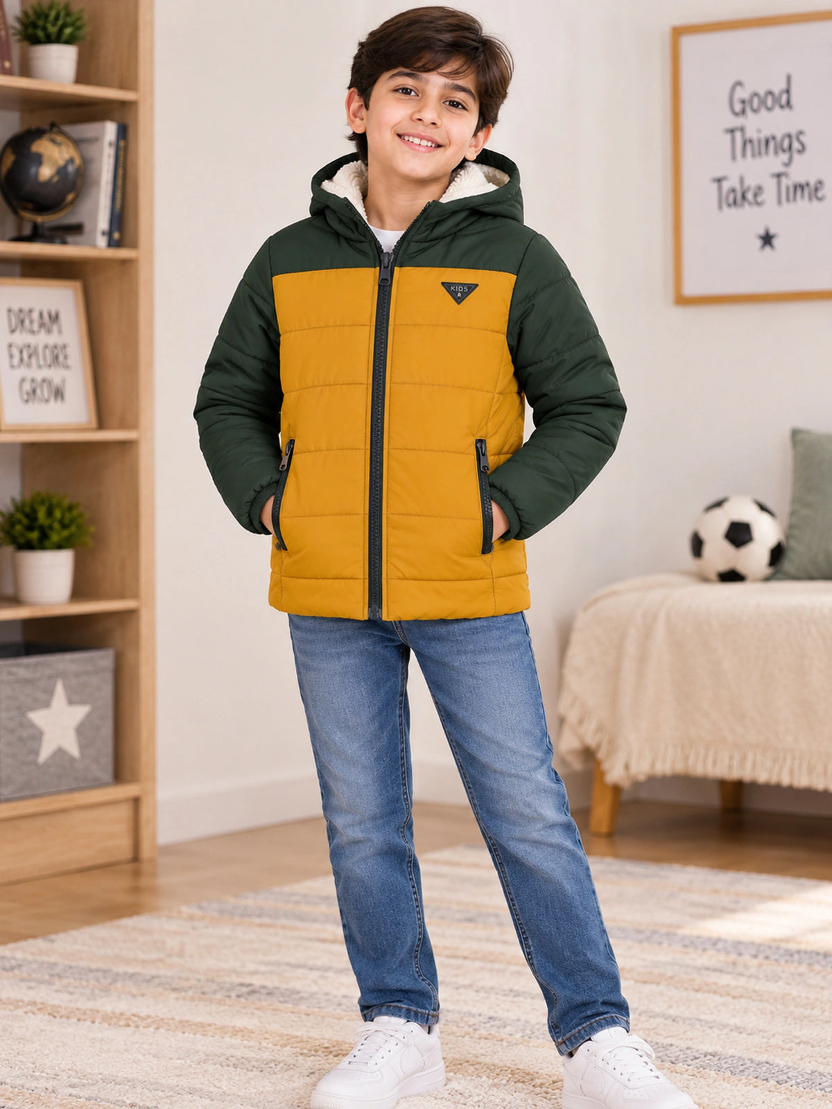 Boys Round Neck Full Sleeves Jacket with Comfortable Outerwear Styling, Easy Movement and Casual Use