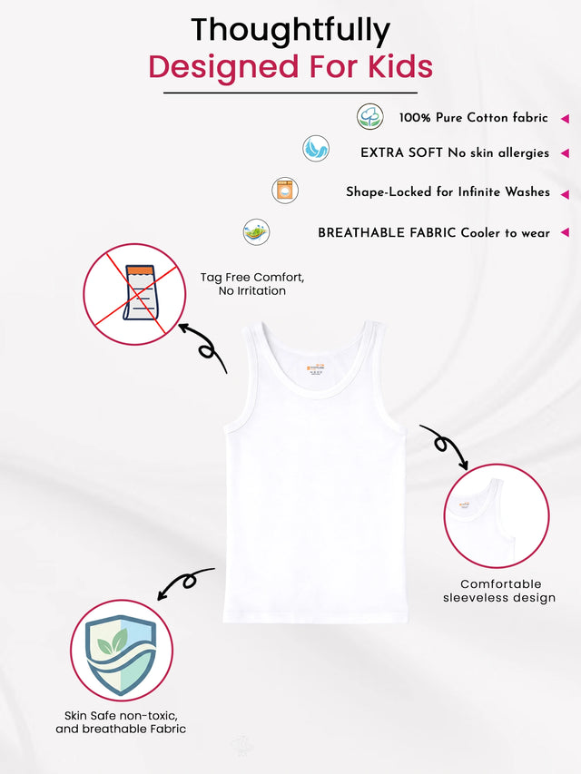 Boys Round Neck Innerwear Vest with Sleeveless Styling for Everyday Comfort and Easy Layering - Pack of 3
