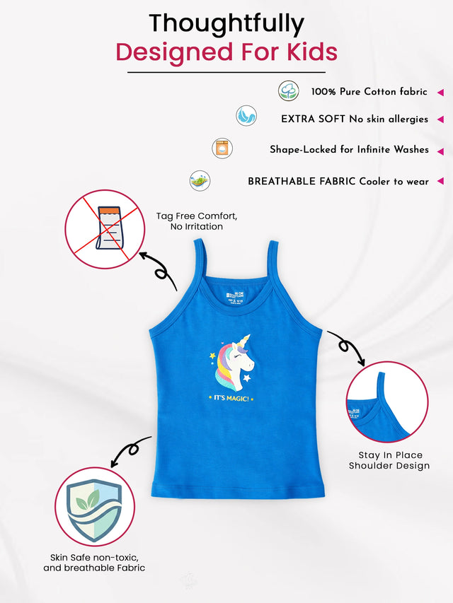 Girls Camisole Sleeveless Innerwear Vest for Everyday Comfort, Easy Layering and Regular Use - Pack of 3