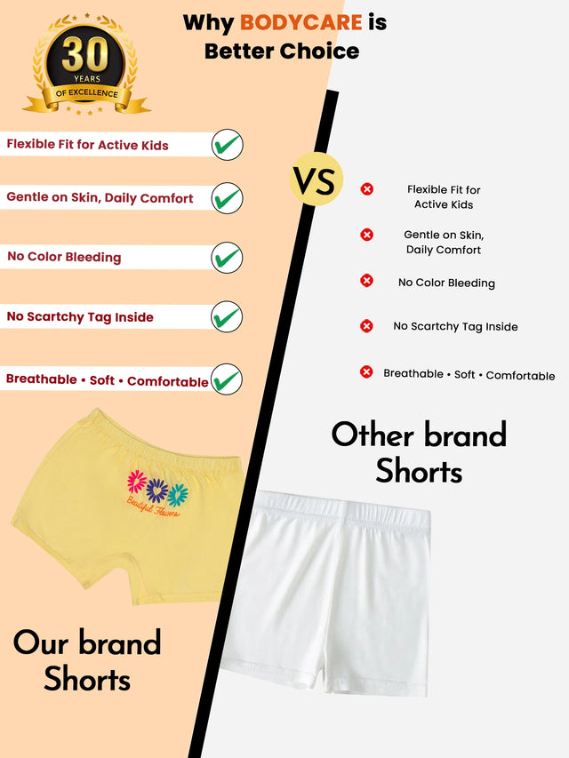 Girls 100% Organic Cotton Boyshorts for Everyday Innerwear Comfort and Wardrobe Use - Pack of 3