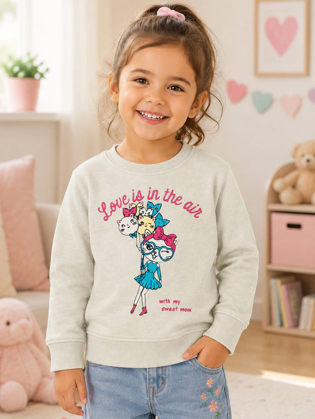 Baby Girls Round Neck Full Sleeve Sweatshirt for Regular Casual Comfort, Easy Styling and Wardrobe Use