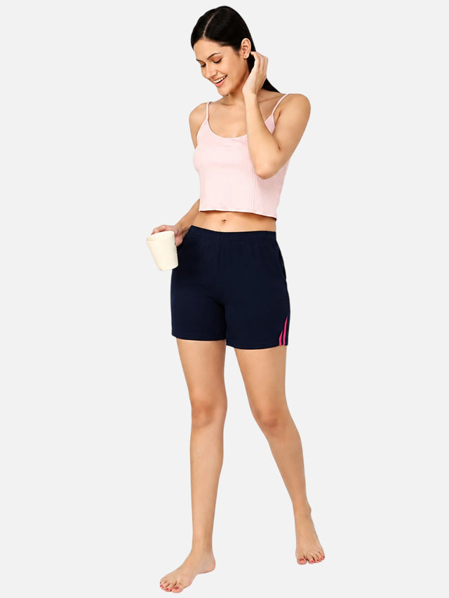 Women 100% Cotton Shorts with Side Pockets, Casual Regular Fit and Comfortable Everyday Styling Essentials