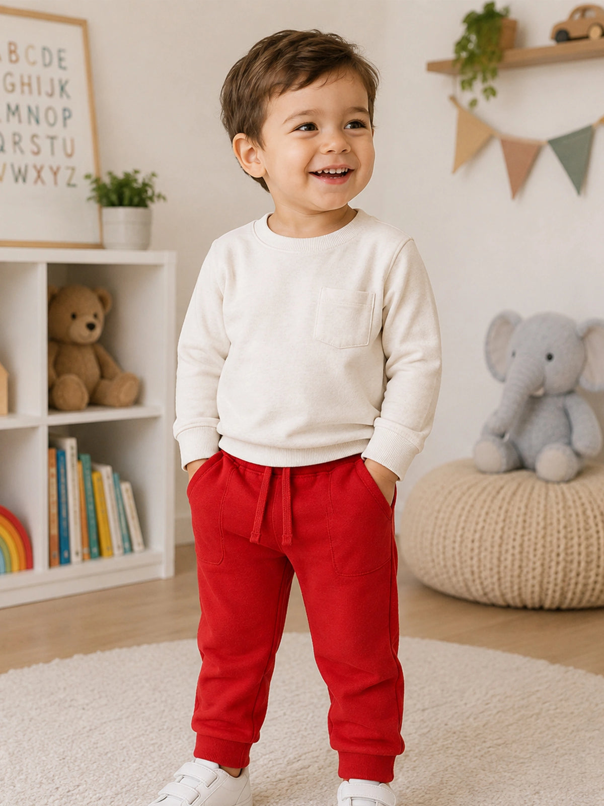 Baby Boys Interlock Cotton Track Pant with Regular Fit for Casual Comfort, Easy Movement and Everyday Wear