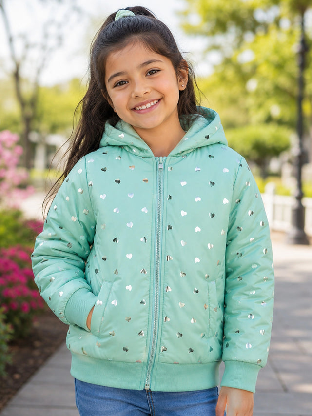 Girls Polyester Quilted Hooded Winter Jacket with Full Sleeves and Comfortable Outerwear Styling for Regular Use