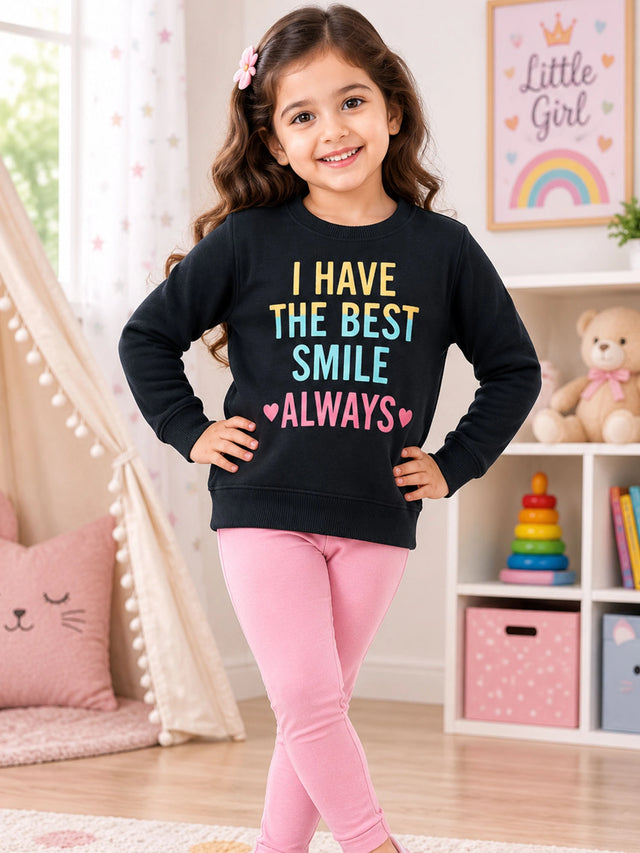 Baby Girls Round Neck Full Sleeves Sweatshirt for Casual Wear, Lounge Comfort and Everyday Wardrobe Use