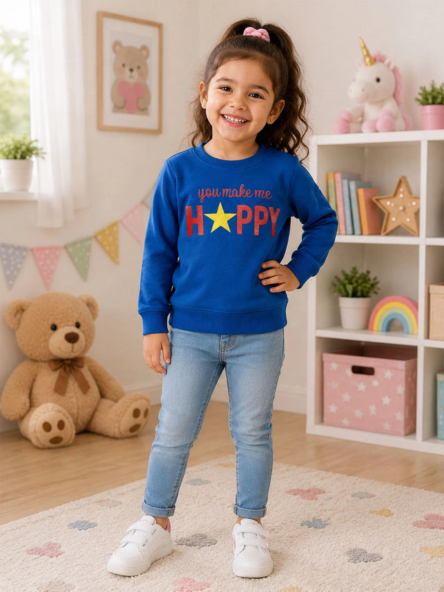 Baby Girls Round Neck Full Sleeves Sweatshirt for Casual Wear, Easy Movement and Everyday Wardrobe Comfort