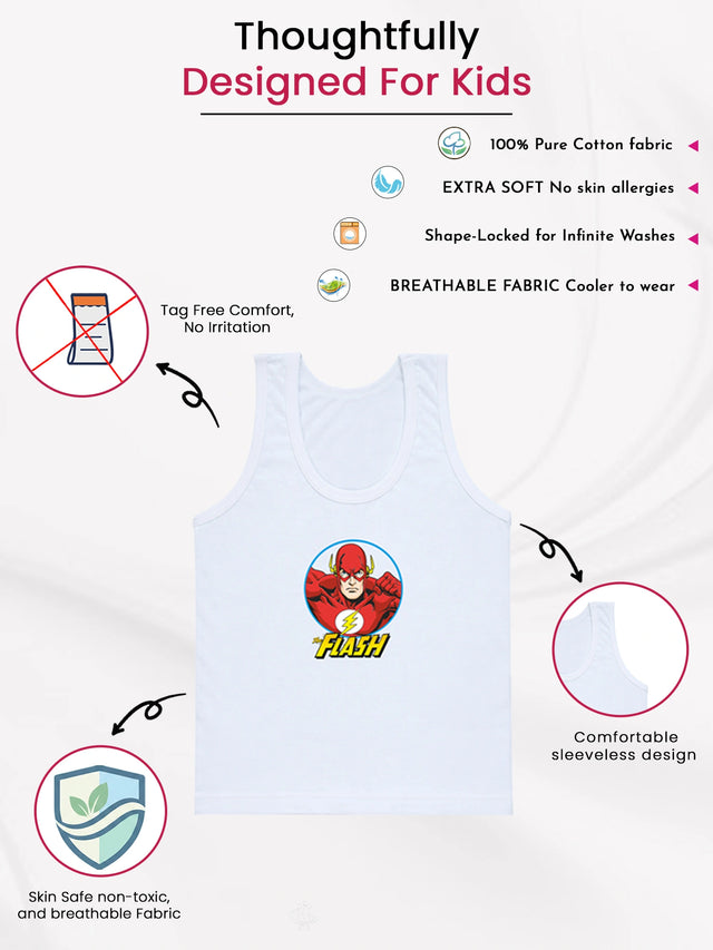 Boys Justice League Innerwear Vest Round Neck Sleeveless for Everyday Comfort and Easy Layering - Pack of 3