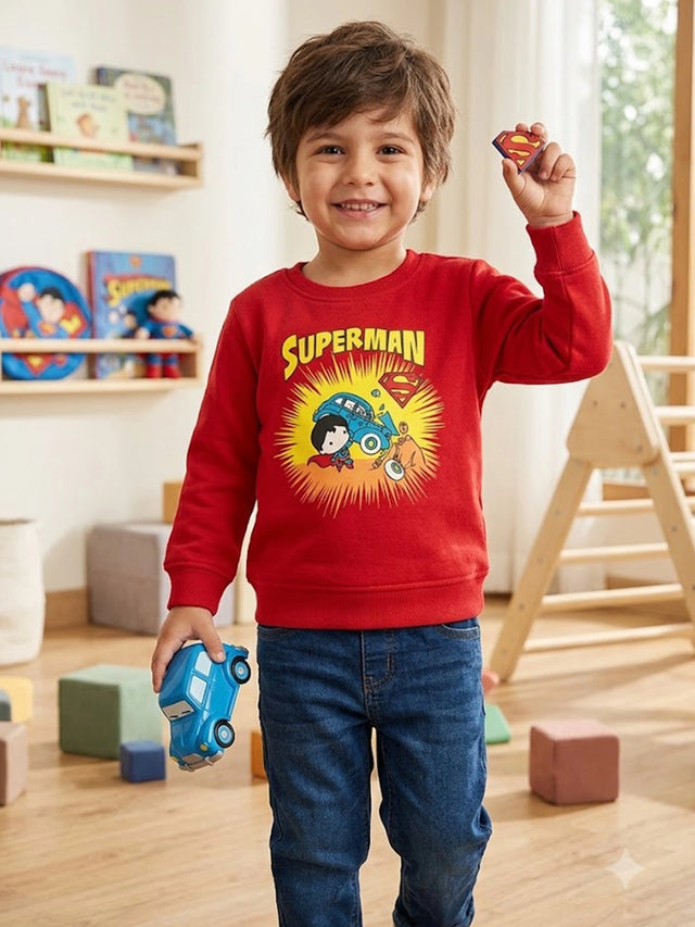 Baby Boys Printed Round Neck Full Sleeve Sweatshirt for Everyday Casual Wear, Comfortable Styling and Easy Movement