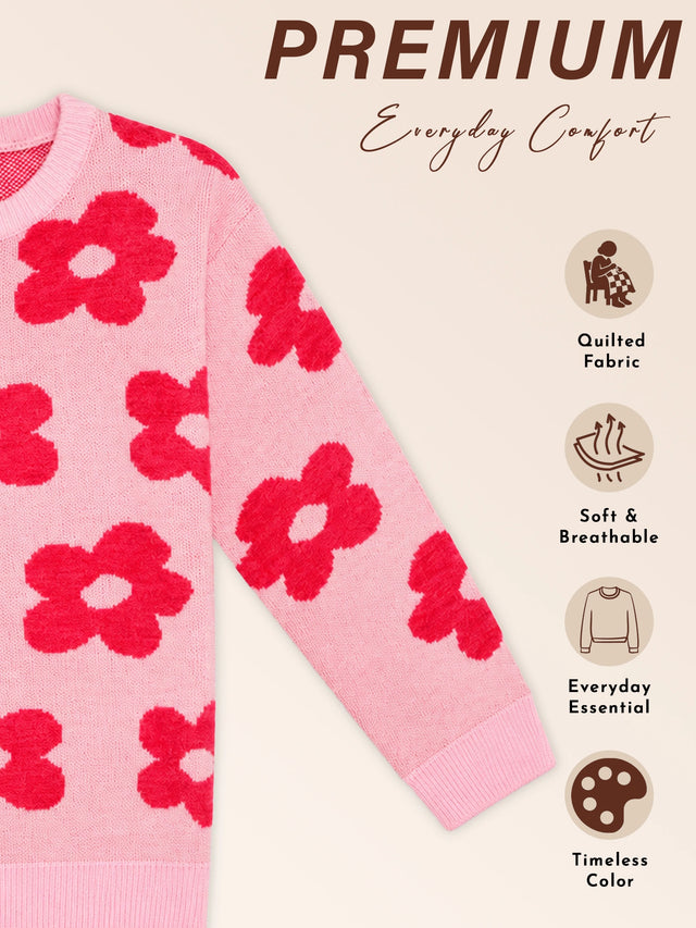 Girls Soft Cotton Blend Sweater for Winter Wear, Warm Comfort, Everyday Outfits and Regular Wardrobe Use