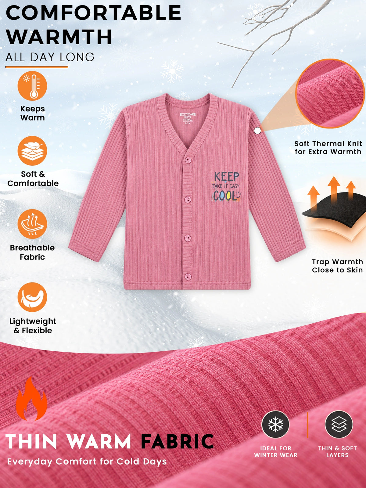 Unisex Thermal Top with Warm Innerwear Comfort, Easy Winter Wear Fit and Cold Weather Essentials - Pack of 2