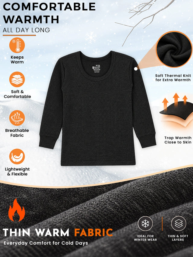 Unisex Antibacterial Round Neck Full Sleeve Thermal Top for Winter Innerwear Comfort and Warm Base Wear - Pack of 2