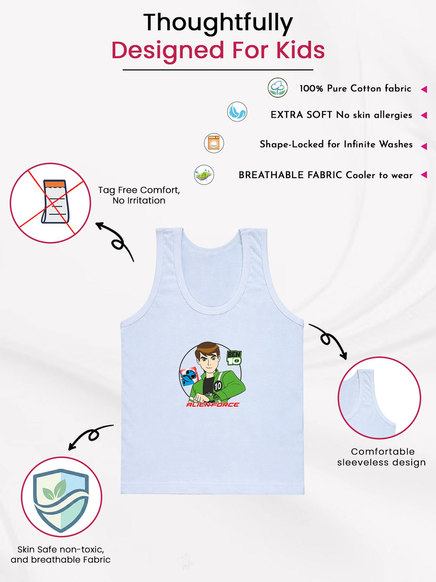 Bodycare Benten Boys Vest Round Neck Sleeveless Solid Pack Of 3