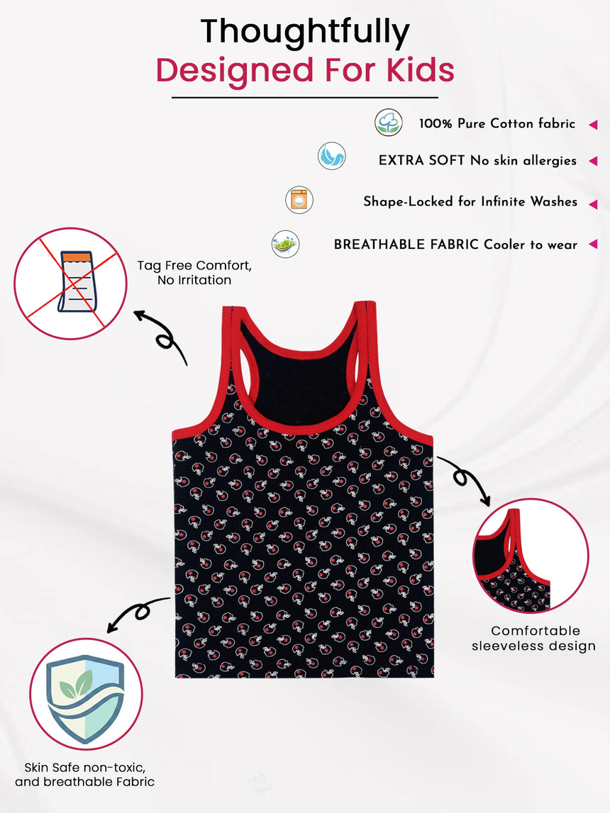 Boys Vest Round Neck Sleeveless Pack of 3