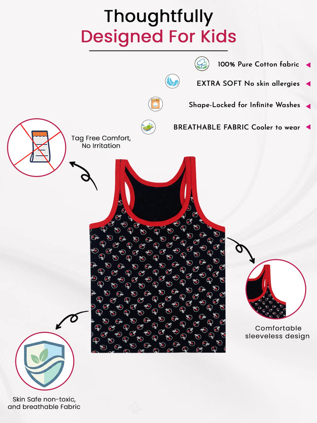 Boys Innerwear Vest Round Neck Sleeveless Solid for Everyday Comfort, Easy Layering and Kids Essentials - Pack of 3