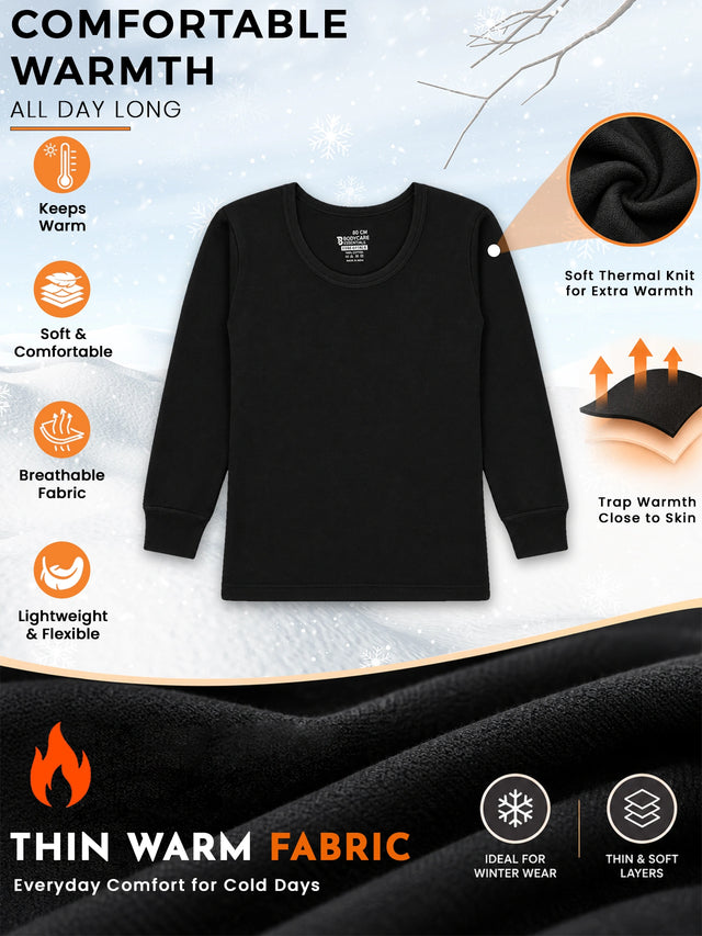 Unisex Antibacterial Round Neck Full Sleeve Thermal Top for Winter Innerwear Comfort and Warm Base Wear - Pack of 2