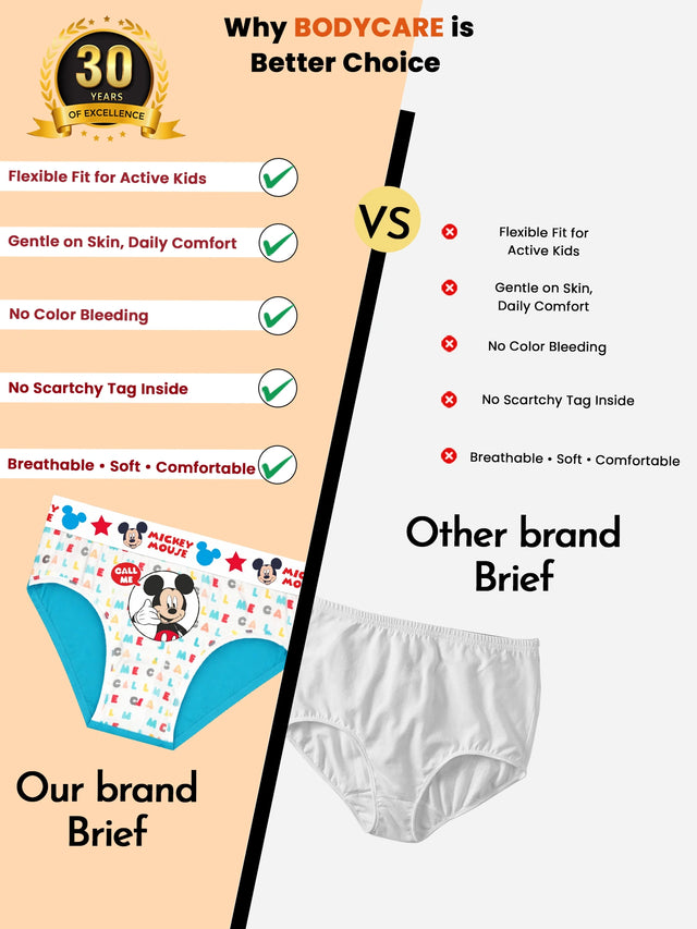 Boys Mickey & Friends Brief Top Elastic Pack of 4 - Bodycare