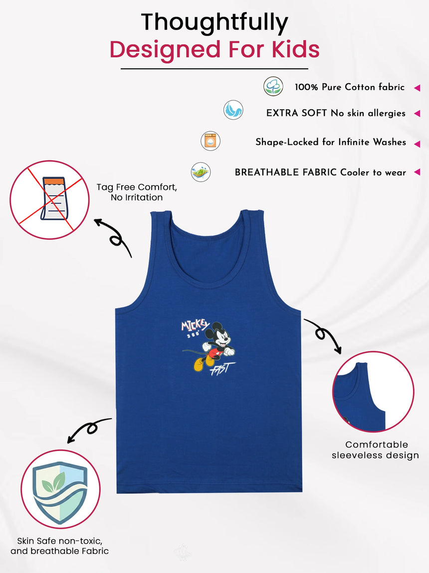 Boys Mickey & Friends Vest Round Neck Sleeveless Pack of 3