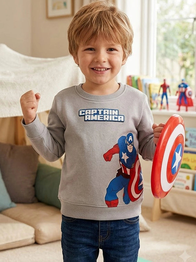 Baby Boys Avengers Round Neck Full Sleeve Sweatshirt for Everyday Casual Wear, Winter Comfort and Playtime Styling