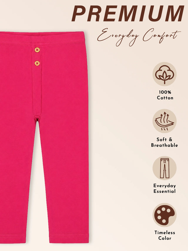 Baby Girls 100% Cotton Track Pant with Stretchable Elastic Waistband, Full Length Comfort and Casual Bottom Wear