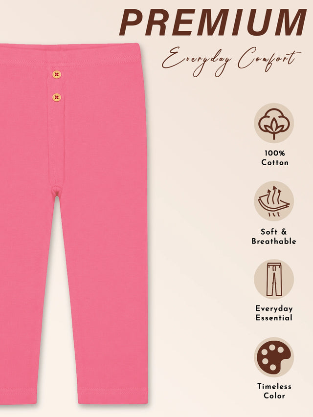 Baby Girls 100% Cotton Track Pant with Stretchable Elastic Waistband, Full Length Comfort and Casual Bottom Wear