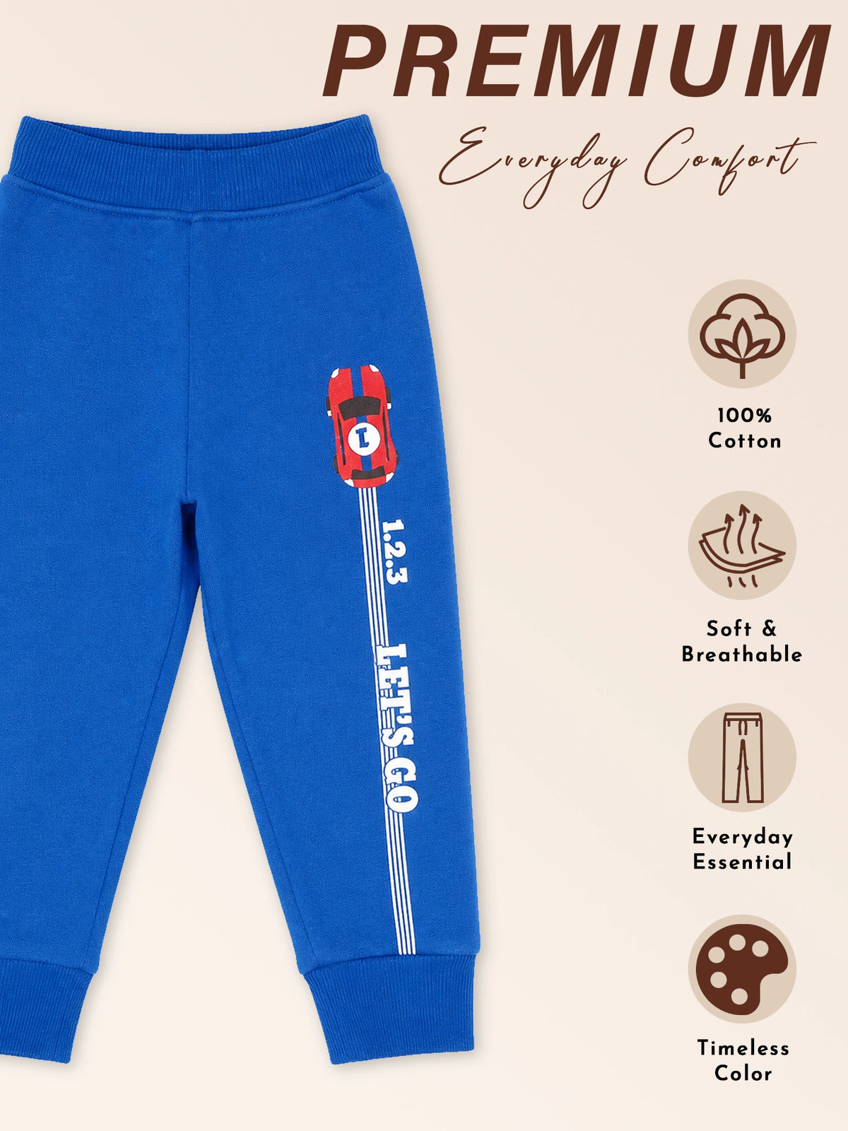 Baby Boys 3 Thread Fleece Track Pant with Regular Fit for Warm Casual Wear, Easy Movement and Comfort