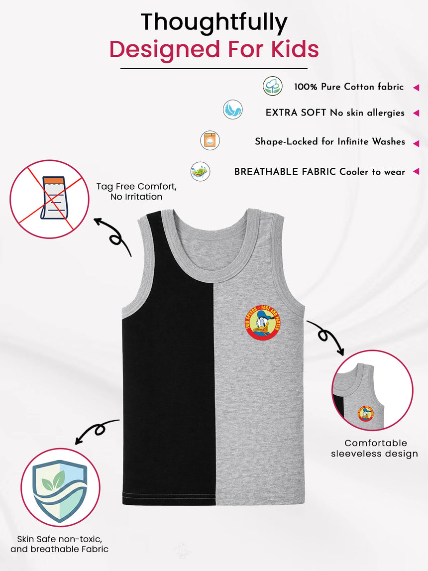 Boys Mickey & Friends Vest Round Neck Sleeveless Pack of 4 - Bodycare