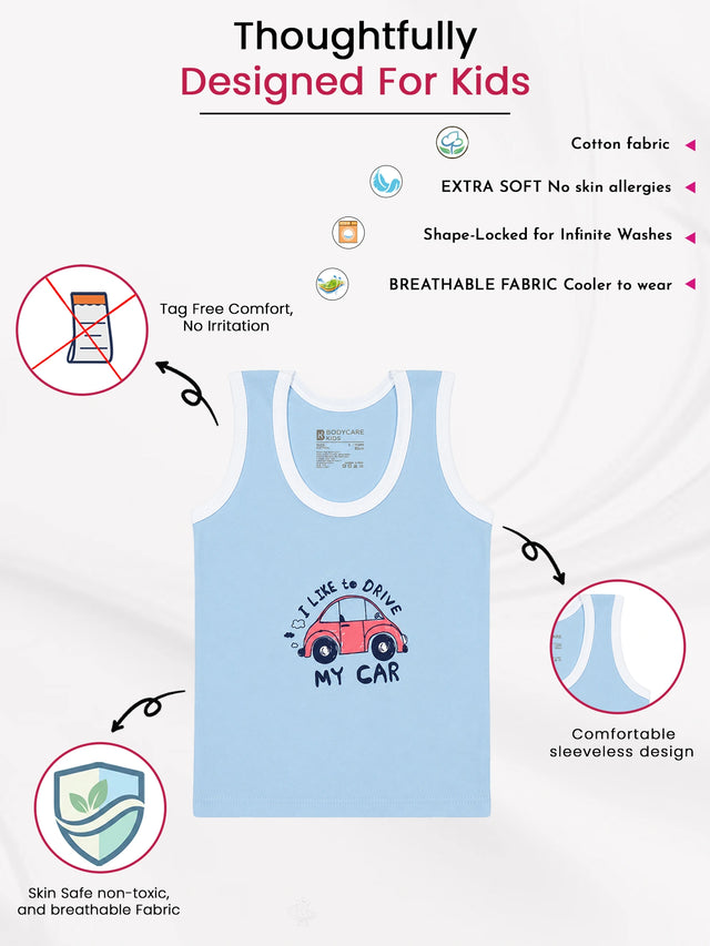Baby Boys Sleeveless Round Neck Vest Innerwear for Smooth Comfort, Easy Dressing and Everyday Essentials - Pack of 3