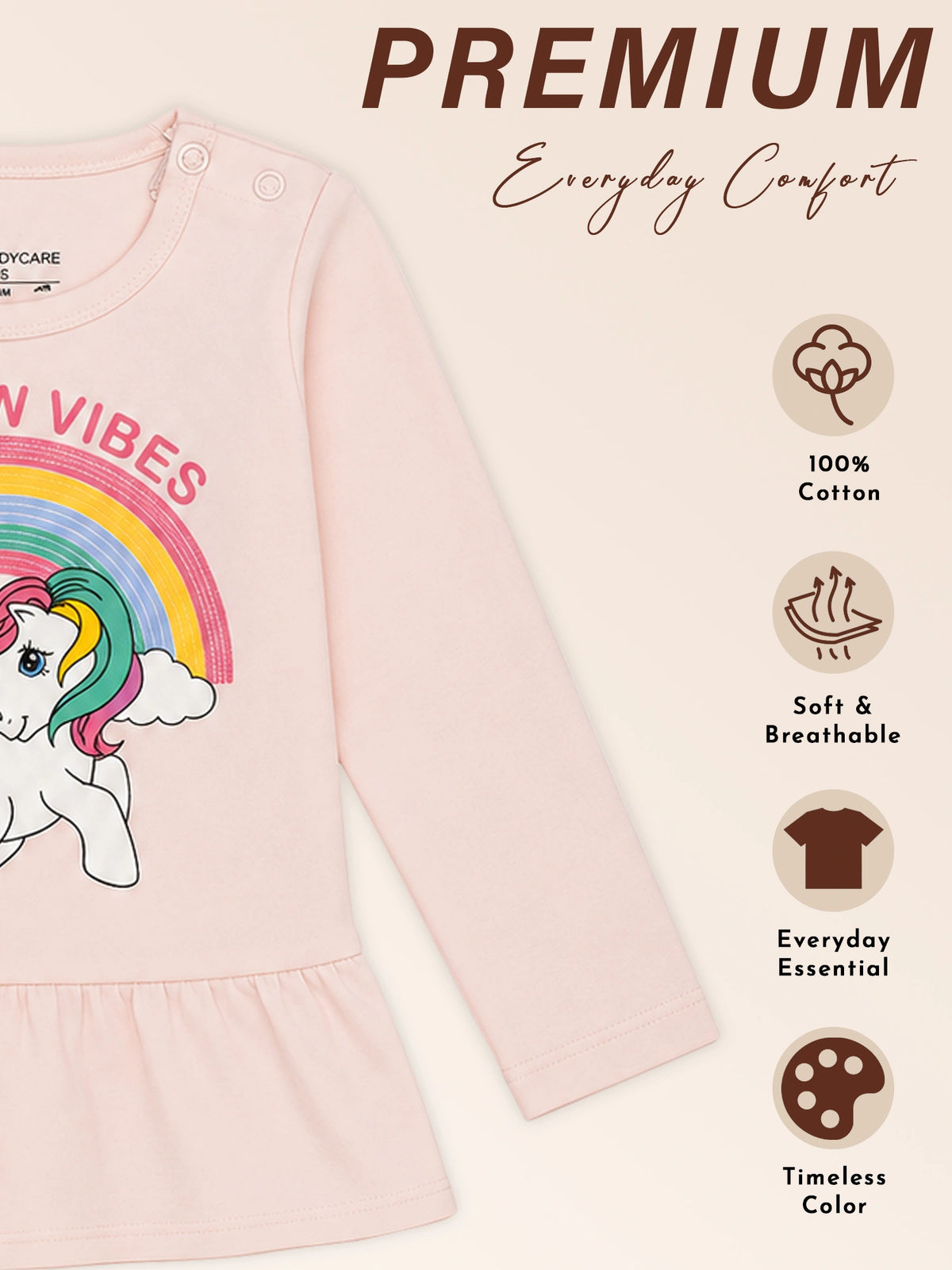 Baby Girls 100% Cotton T-Shirt for Casual Wear, Everyday Comfort, Easy Styling and Regular Wardrobe Use