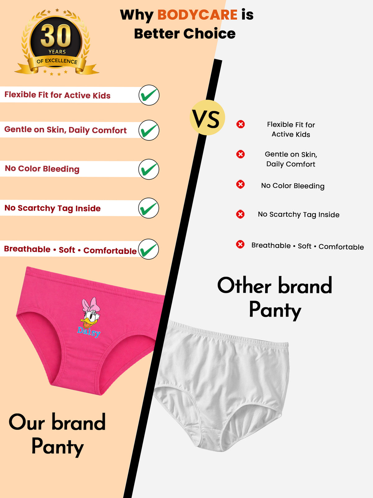 Girls Minnie & Friends 100% Cotton Panty with Inner Elastic for Skin Friendly Everyday Innerwear - Pack of 3