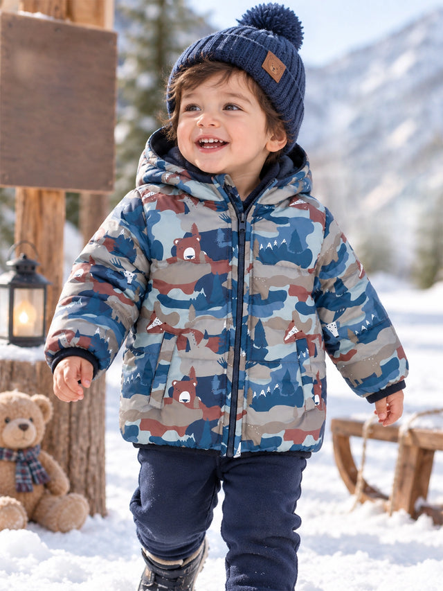 Baby Boys Polyester Quilted Hooded Winter Jacket with Full Sleeves and Comfortable Outerwear Styling