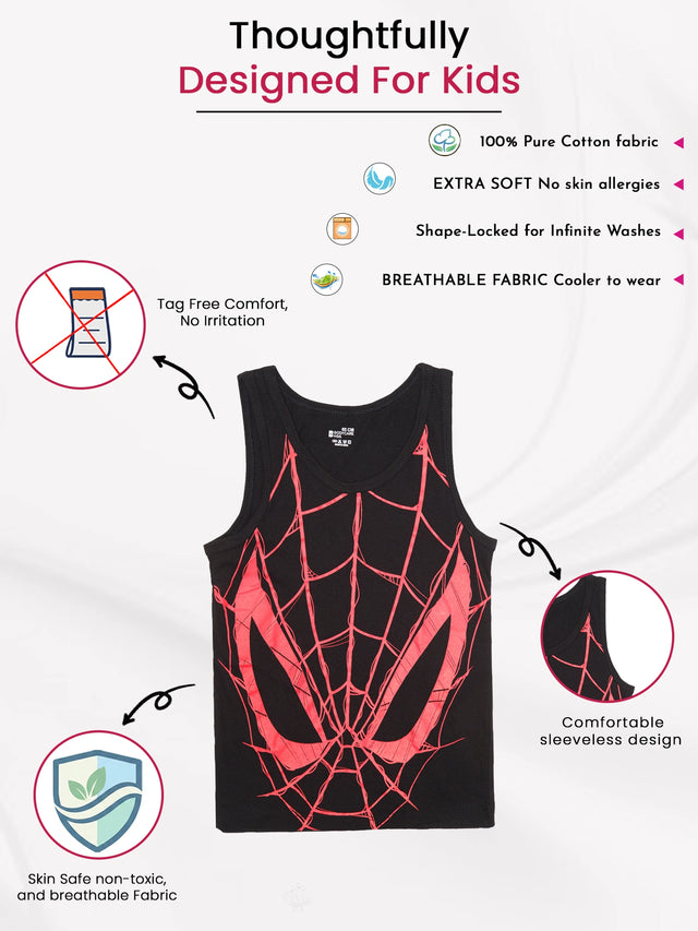 Boys 100% Cotton Round Neck Sleeveless Innerwear Vest for Everyday Comfort and Regular Use - Pack of 3
