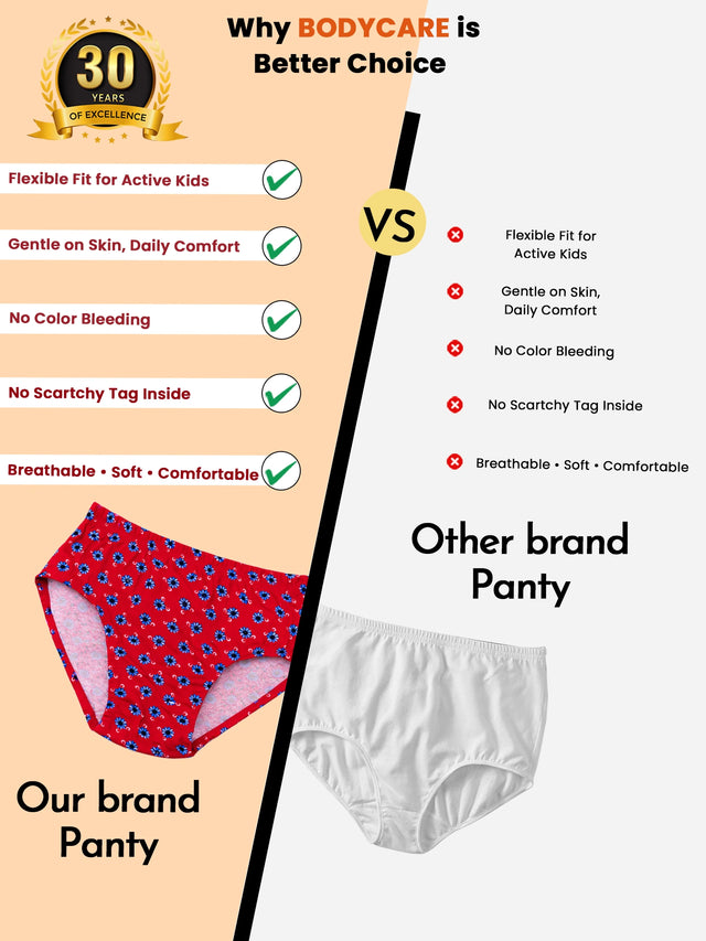 Girls 100% Cotton Panty Innerwear for Everyday Comfort, Regular Use and Wardrobe Essentials - Pack of 3