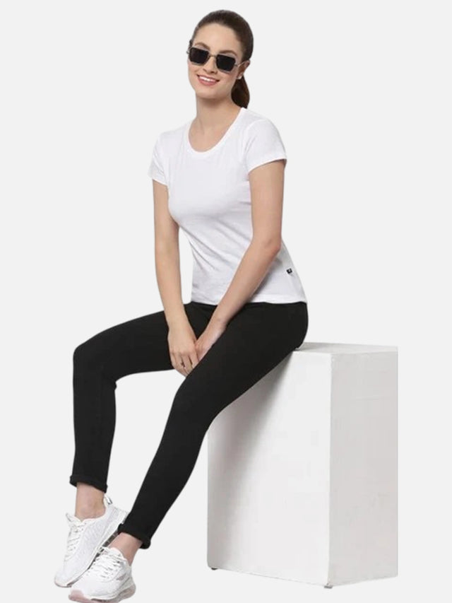 Women Solid T-Shirt Round Neck Half Sleeves with Clean Everyday Styling for Casual Wear and Comfort Essentials