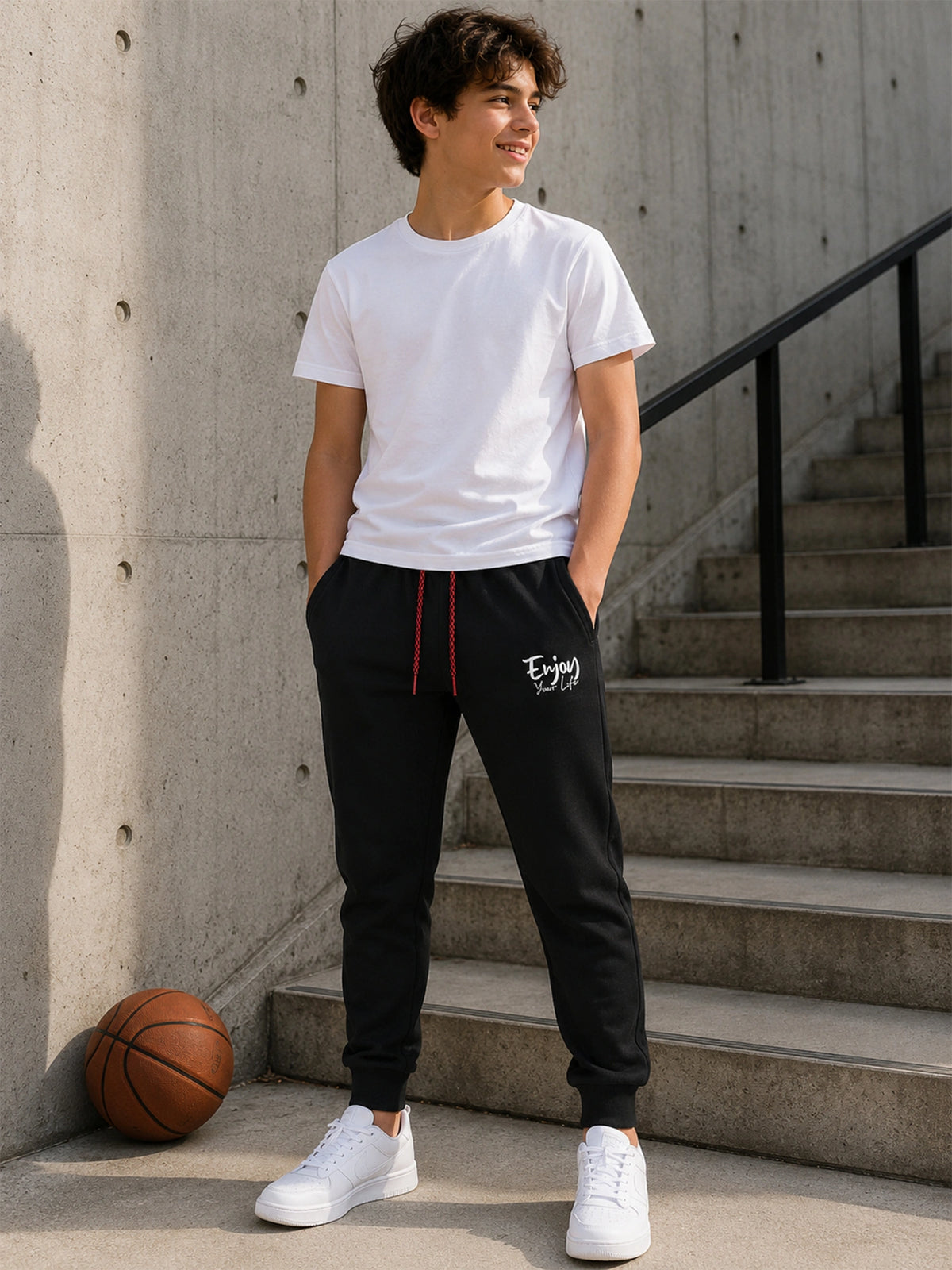 Boys French Terry Cotton Track Pant with Regular Fit Jogger Style for Casual Wear and Comfortable Active Movement