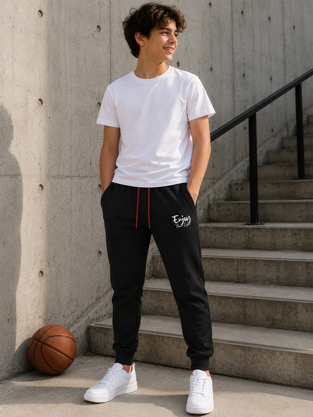 Boys French Terry Cotton Track Pant with Regular Fit Jogger Style for Casual Wear and Comfortable Active Movement