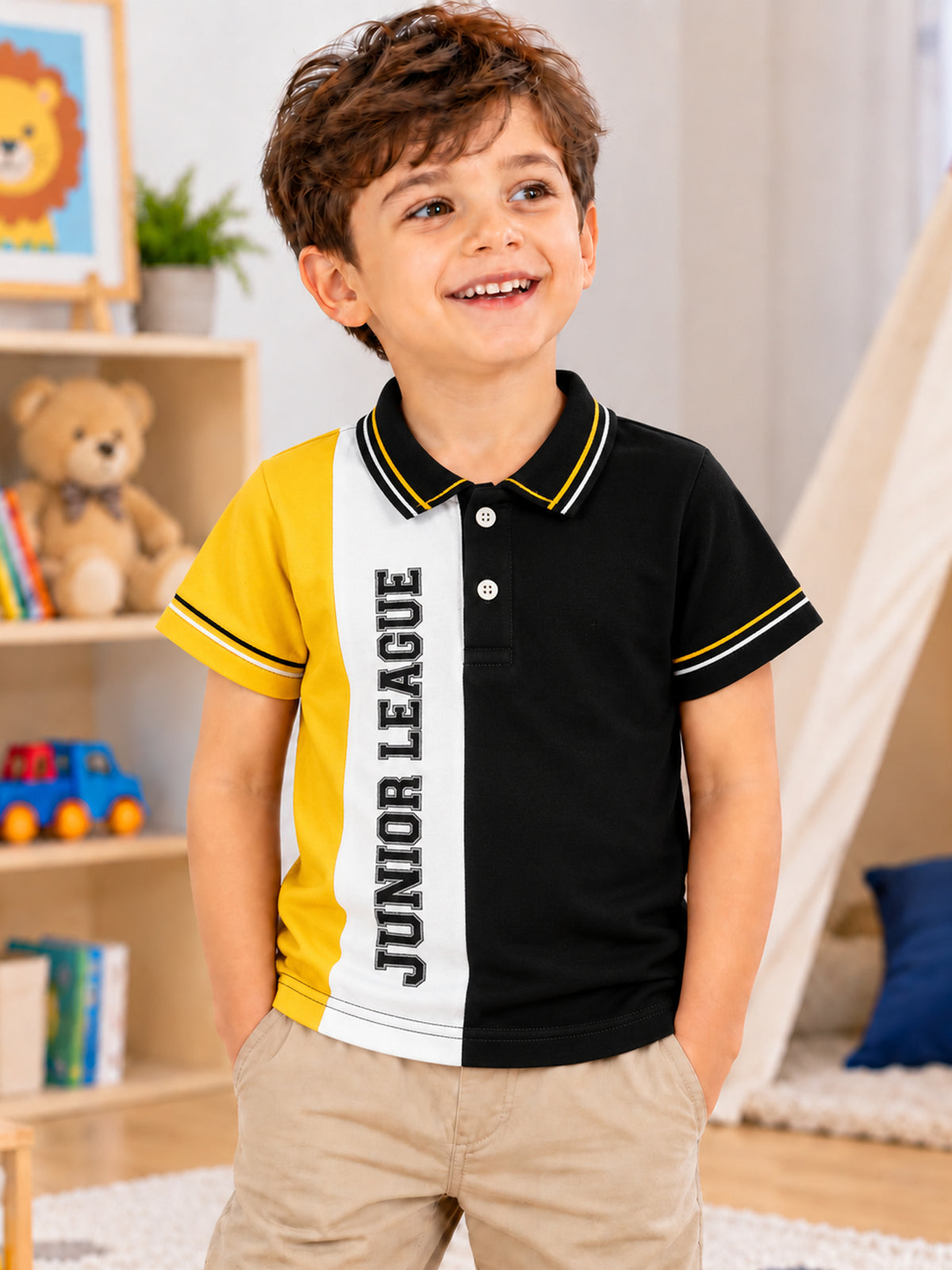 Baby Boys Pique Collar Half Sleeve T-Shirt with Regular Fit and Soft Breathable Fabric for Casual Wear - Pack of 1