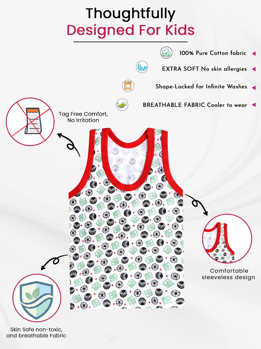 Bodycare Benten Boys Vest Round Neck Sleeveless Solid Pack Of 3