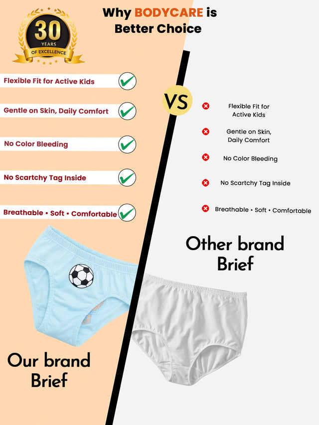 Boys Cotton Inner Elastic Brief for Everyday Innerwear Comfort, Regular Use and Wardrobe Essentials - Pack of 3